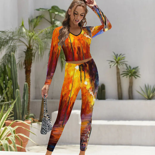 Walk of Love V-neck Sweatshirt Suit