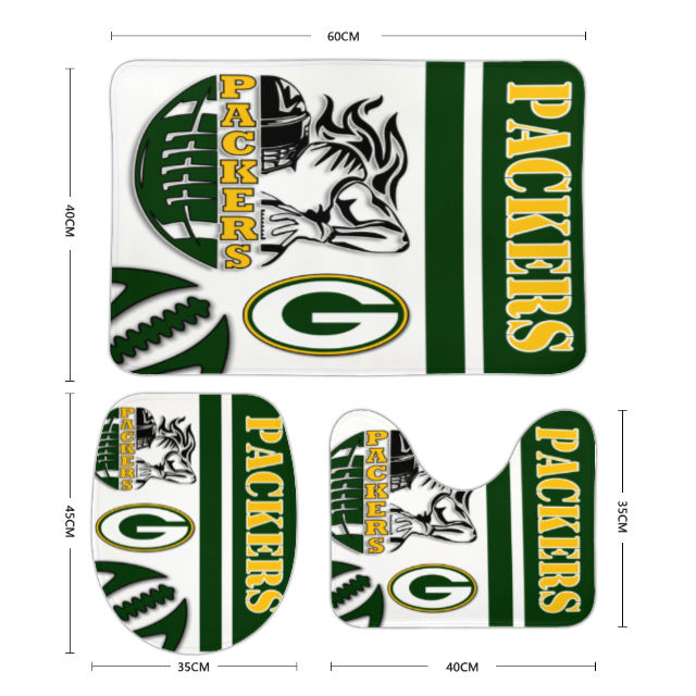 Packers Inspired Bathroom Floor 3-Piece Rug Set