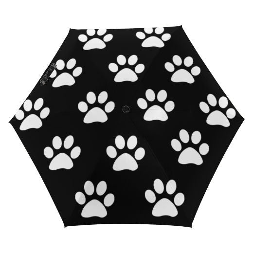 Black and White Dog Paw Prints Five-fold Umbrella