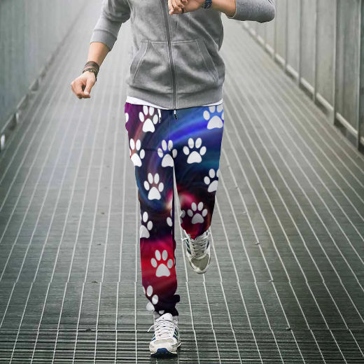 Colorful Dog Paw Prints Sweatpants