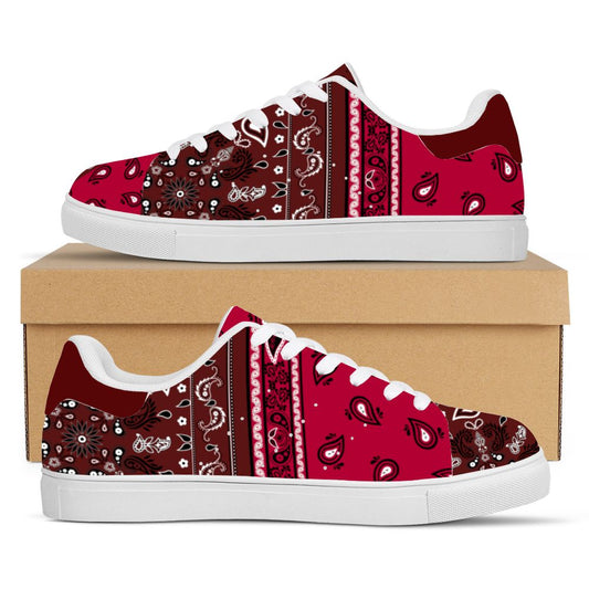 Burgundy Bandana Pattern Sneakers