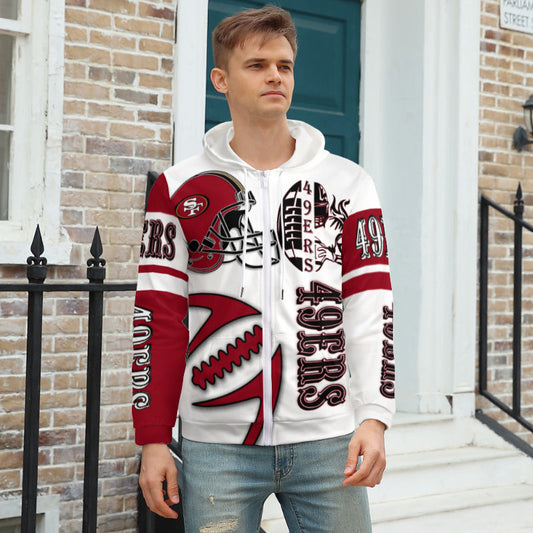 49ers Inspired Zippered Hoodie