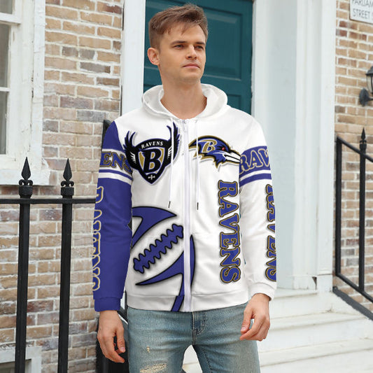 Ravens Inspired (white) Zippered Hoodie