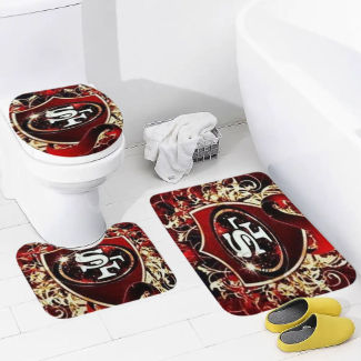 49ers Inspired Bathroom Floor 3-Piece Rug Set