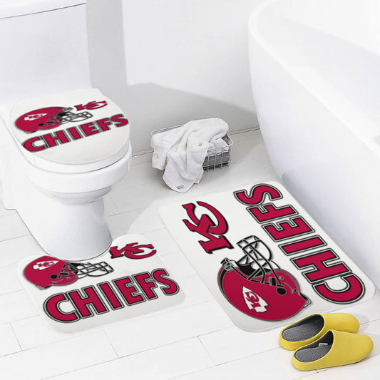 Chiefs Inspired Bathroom Floor 3-Piece Rug Set