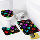Colorful Dog Paw Prints Bathroom Floor 3-Piece Rug Set
