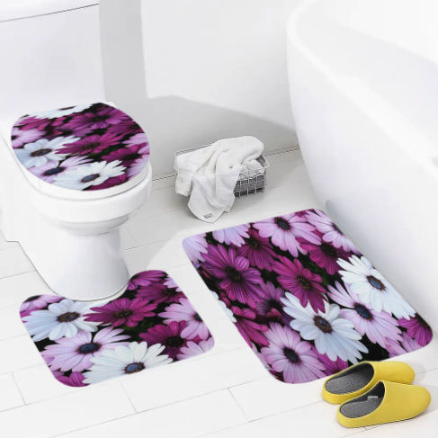 Purple Passion Bathroom Floor 3-Piece Rug Set