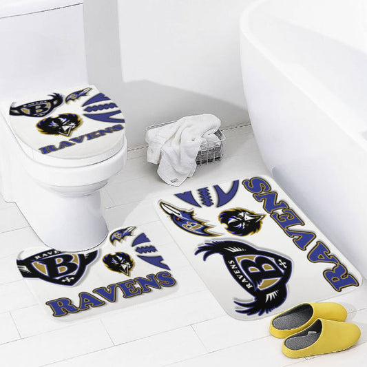Ravens Inspired (white) Bathroom Floor 3-Piece Rug Set