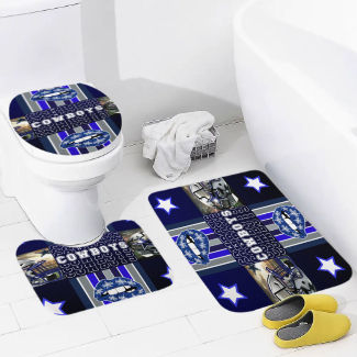Cowboys Collage Inspired Bathroom Floor 3-Piece Rug Set