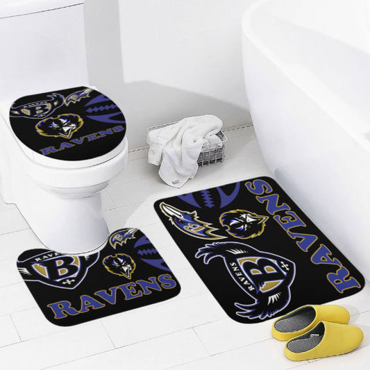 Ravens Inspired (black) Bathroom Floor 3-Piece Rug Set