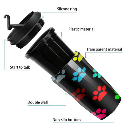 Colorful Dog Paw Prints Travel Coffee Cup