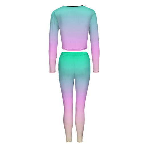 Pastel V-neck Sweatshirt Suit