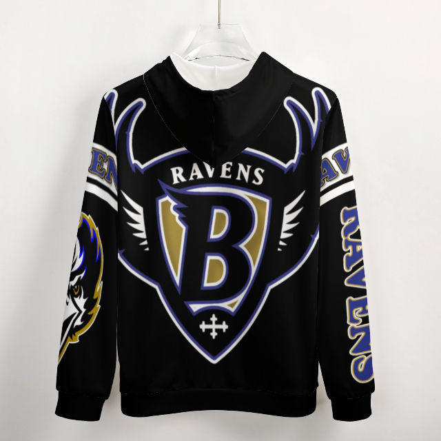 Ravens Inspired black) Zippered Hoodie