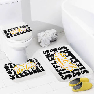 Steelers Inspired White and Black Bathroom Floor 3-Piece Rug Set