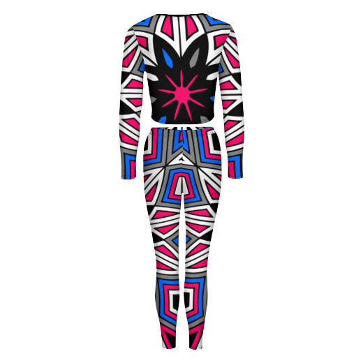 Pink Spider V-neck Sweatshirt Suit