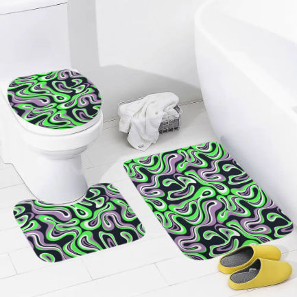 Apple Wave Bathroom Floor 3-Piece Rug Set