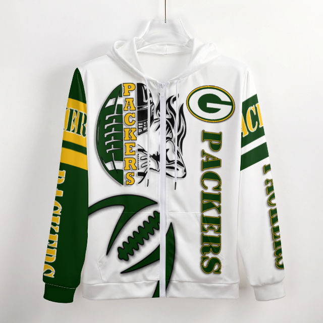 Packers Inspired Zippered Hooded Sweater