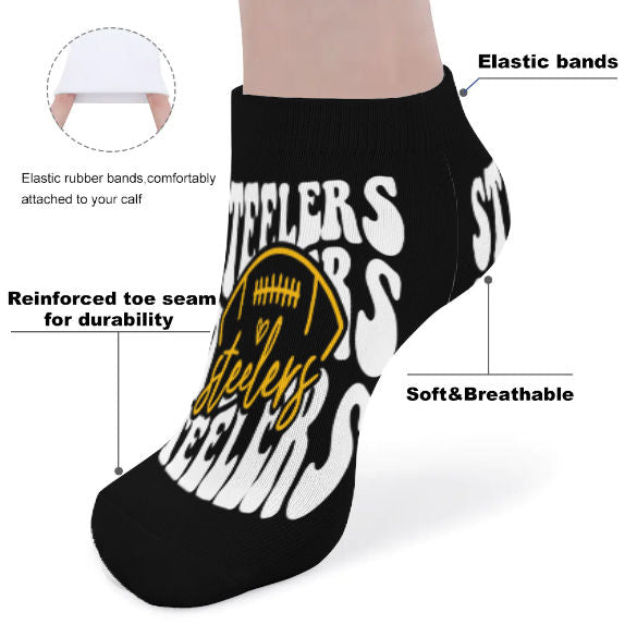 Steelers Inspired Black and White Socks