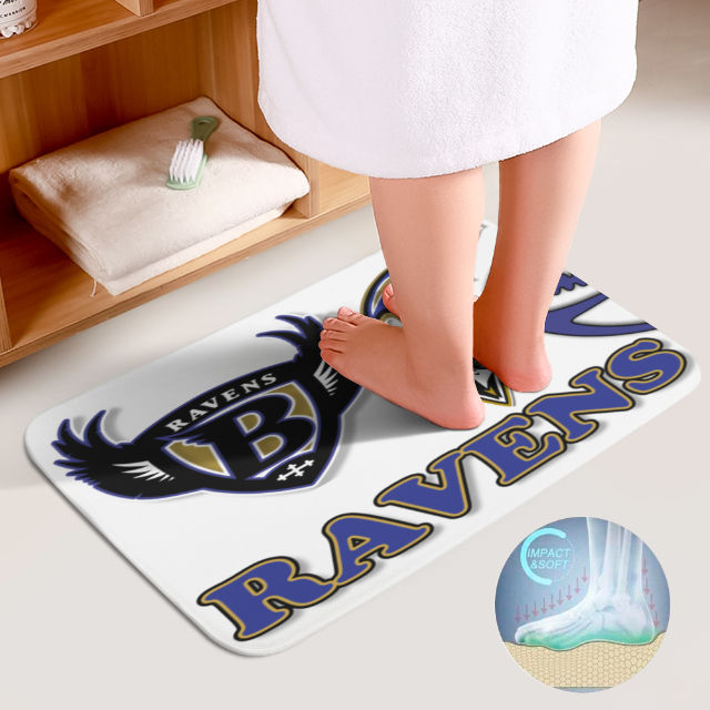 Ravens Inspired (white) Bathroom Floor 3-Piece Rug Set