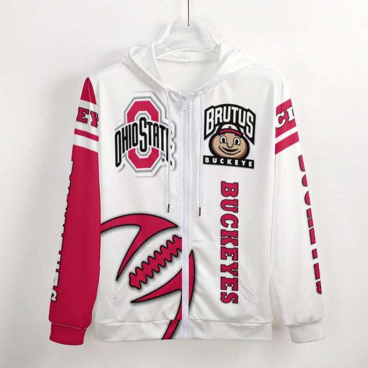 Ohio State Inspired Zippered Hoodie