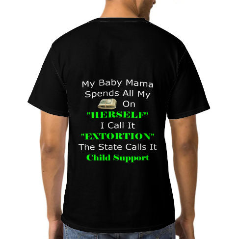 Child Support Adult full width printed T-Shirt (Black)