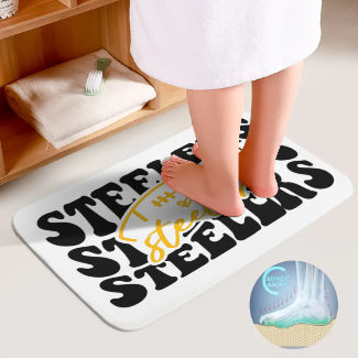 Steelers Inspired White and Black Bathroom Floor 3-Piece Rug Set