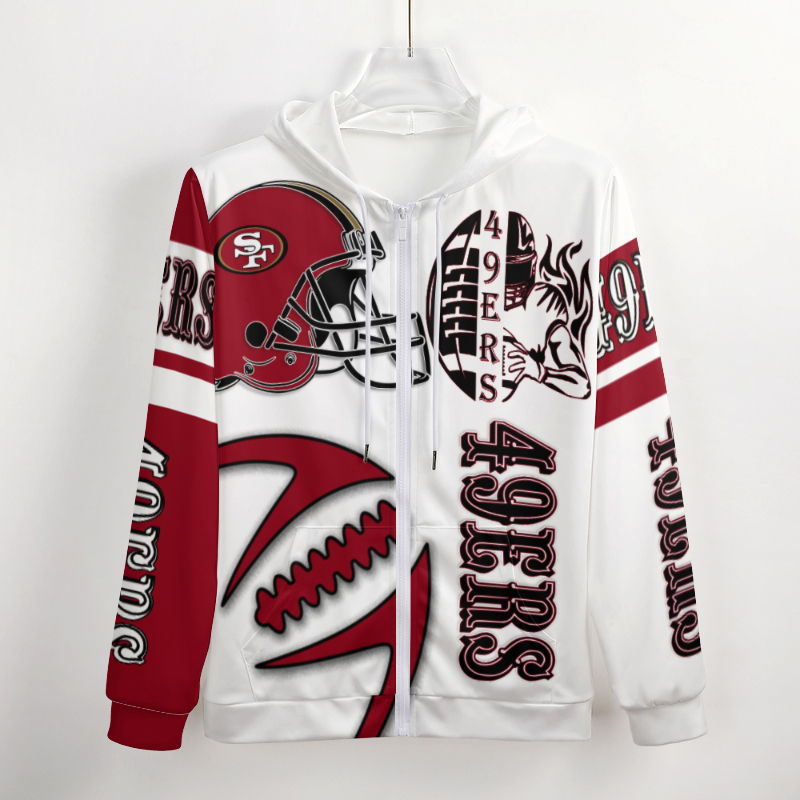 49ers Inspired Zippered Hoodie