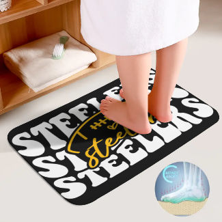Steelers Inspired Black and White Bathroom Floor 3-Piece Rug Set