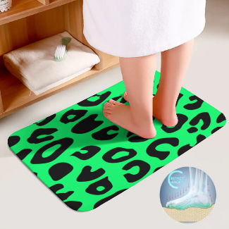 Green Cheetah Bathroom Floor 3-Piece Rug Set