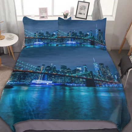 City of New York 3-Piece Bedding Set (1 Duvet Cover + 2 Pillowcase)