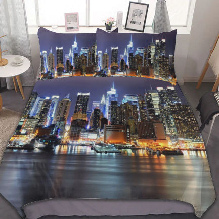 City Lights 3-Piece Bedding Set (1 Duvet Cover + 2 Pillowcase)