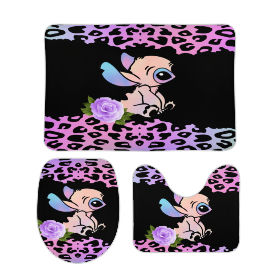 Stitch Inspired Pastel Bathroom Floor 3-Piece Rug Set