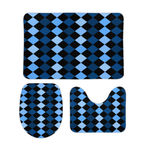 Blue Frenzy Bathroom Floor 3-Piece Rug Set