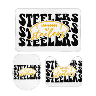 Steelers Inspired White and Black Bathroom Floor 3-Piece Rug Set