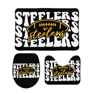 Steelers Inspired Black and White Bathroom Floor 3-Piece Rug Set
