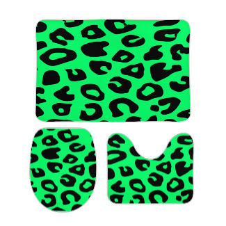 Green Cheetah Bathroom Floor 3-Piece Rug Set
