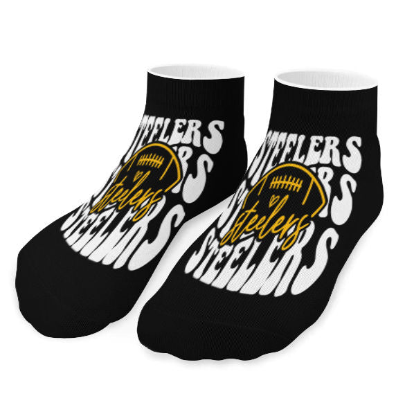 Steelers Inspired Black and White Socks