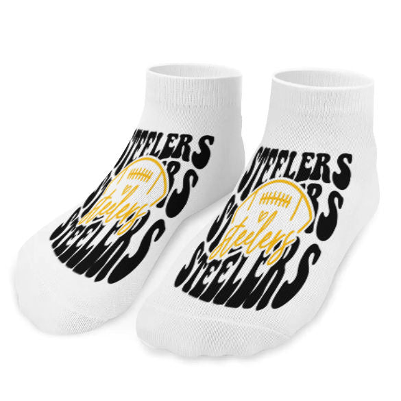 Steelers Inspired White and Black Socks