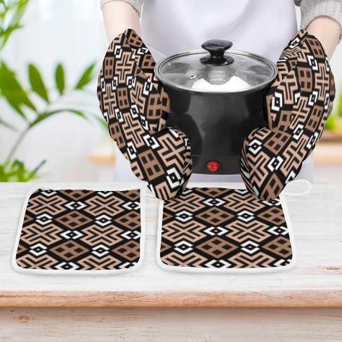 Mocha Loca Oven Mitts and Pot Holders (Set Of 4)