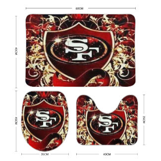 49ers Inspired Bathroom Floor 3-Piece Rug Set